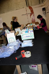 one of the assembly lines for the health kits