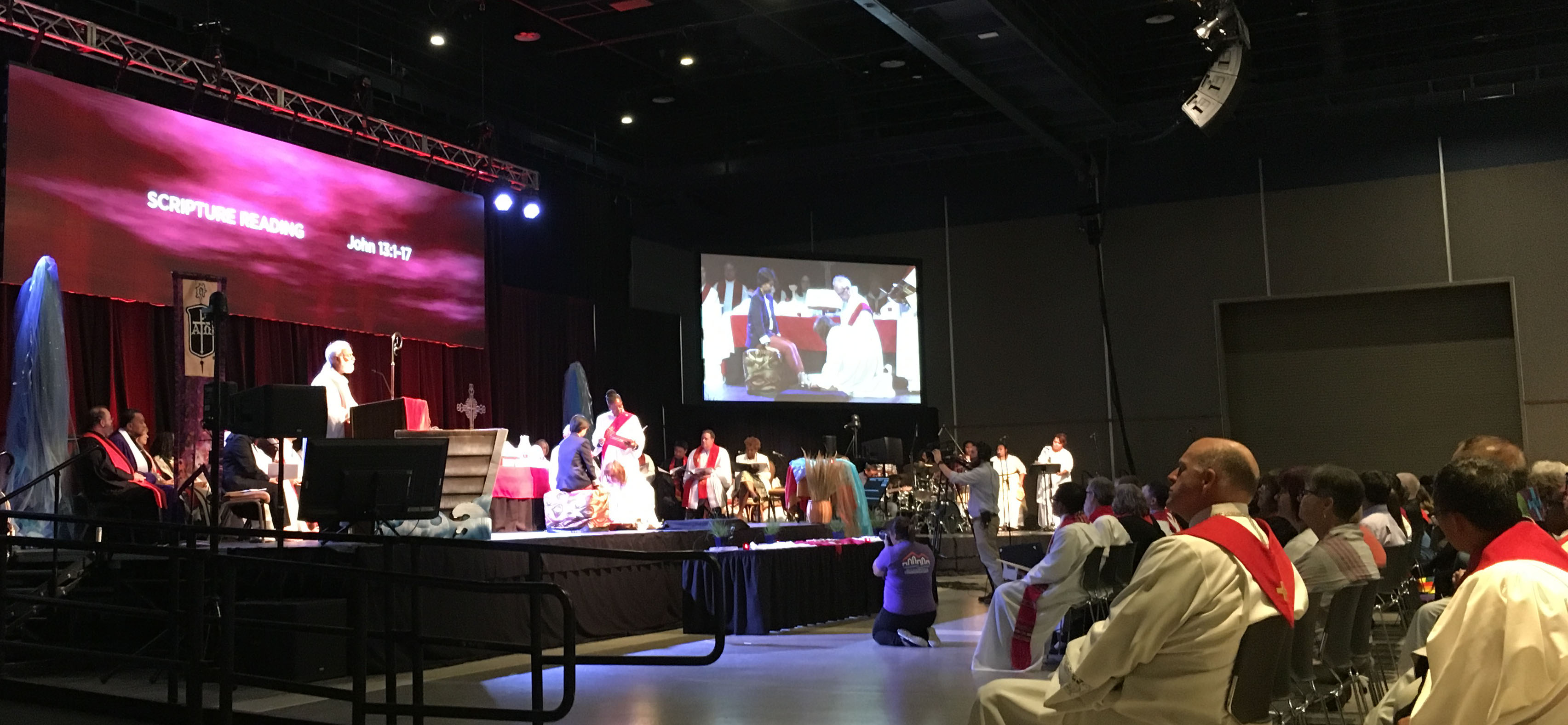 Bishop washes the feet of the newly ordained and commissioned