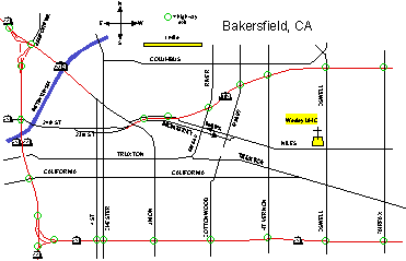 map of Bakersfield