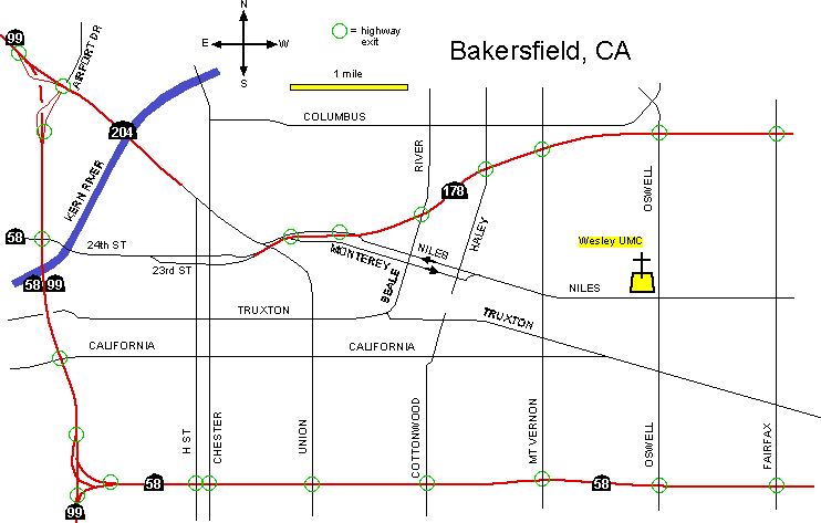 map of Bakersfield