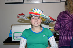 Kelly models the toothpaste sombrero