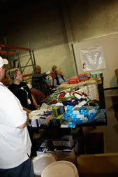 assembly line for flood bucket kits